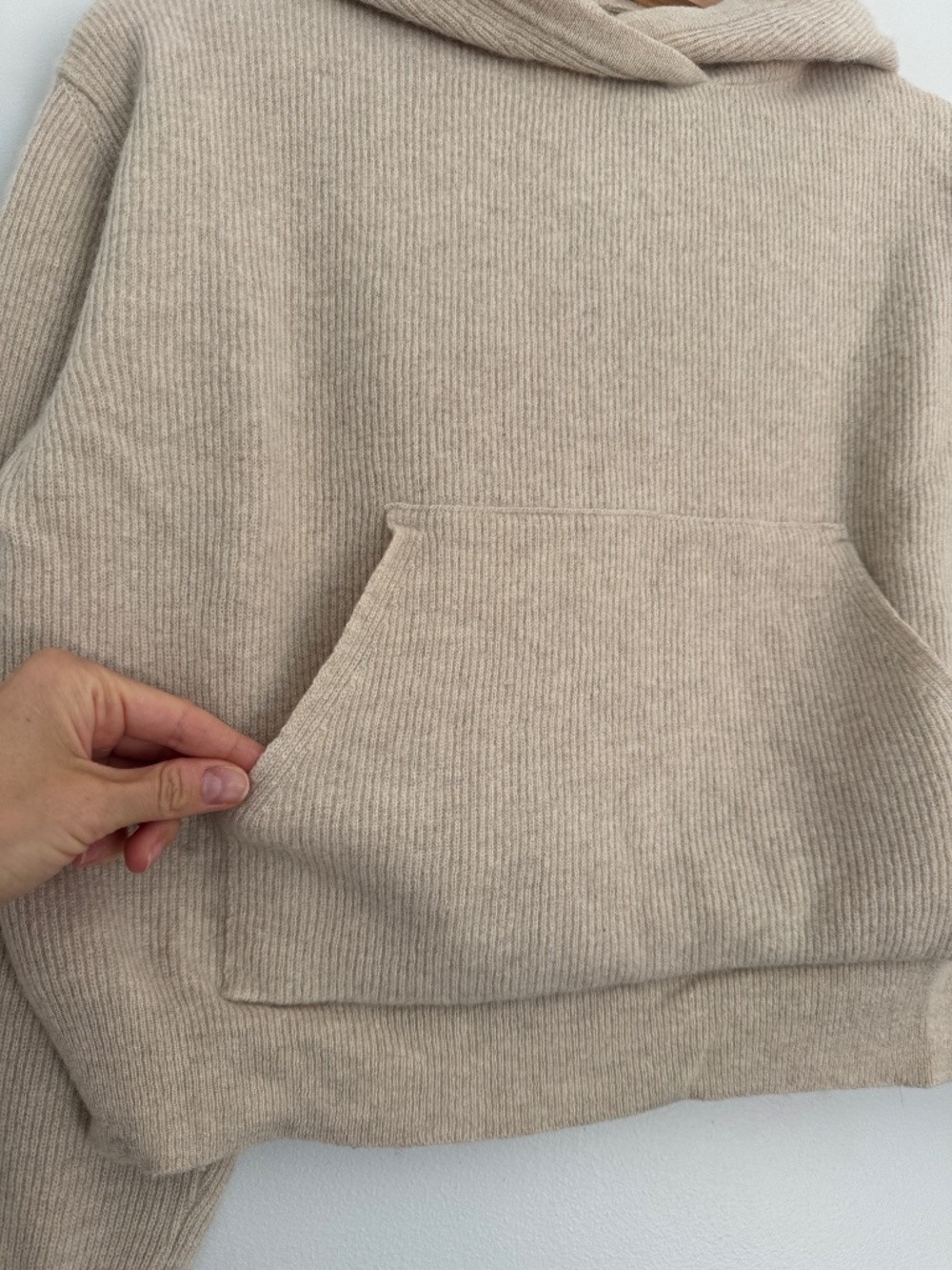 Nanushka MOG Cashmere Wool Knit Hoodie in Taupe - Picture 5 of 9